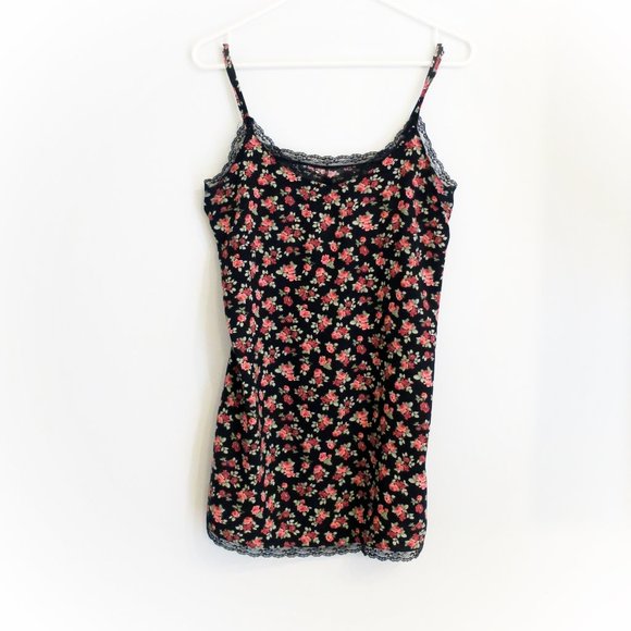 Tops - Rose⚘print & lace camisole Large